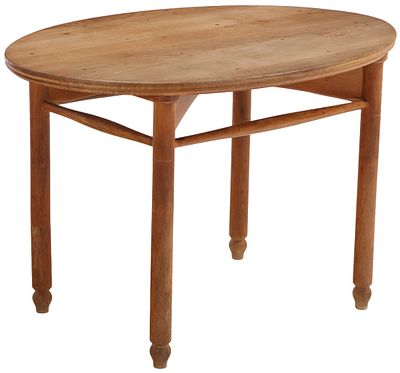 FRENCH OVAL ELM TABLE C 1940. French oval elm table C 1940. Ht: 31" Wd: 47" Dpth: 33" 