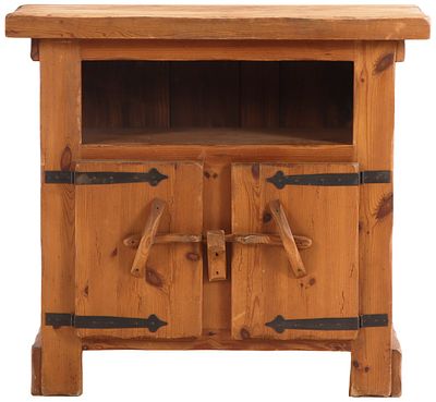 FRENCH PINE BRUTALIST CABINET WITH IRON STRAP WORK C 1960. French pine Brutalist cabinet with 
