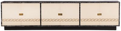 ARCHITECT DESIGNED SOUTH AMERICAN CERUSED OAK AND LACQUERED WOOD SIDEBOARD C 1960 HAVING FOUR. Ar 
