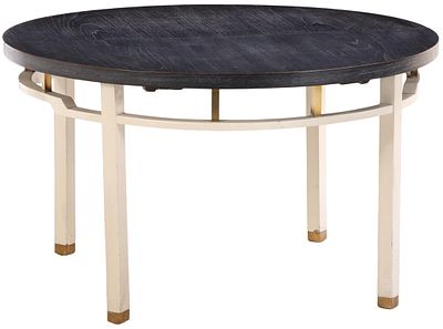 ARCHITECT DESIGNED CERUSED OAK AND LACQUERED WOOD SOUTH AMERICAN DINING TABLE WITH ONE ORIGINAL LEAF