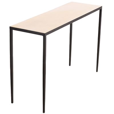 IRON AND PARCHMENT CONSOLE TABLE IN THE MANNER OF JEAN-MICHEL FRANK. Iron and parchment console 