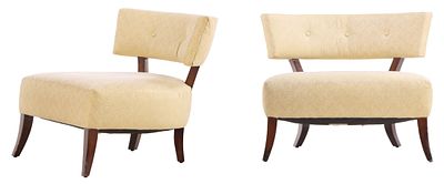 OVERSIZED PAIR OF LOUNGE CHAIRS LABELED A. RUDIN. Oversized pair of lounge chairs labeled A. 