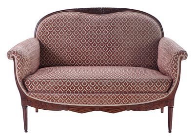 CARVED FRENCH ART DECO STYLE SETTEE IN THE MANNER OF PAUL FOLLOT C 1925. Carved French Art Deco 