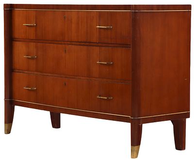 BELGIAN MAHOGANY BRONZE MOUNTED ART DECO STYLE DRESSER BY DE COENE FRERES C 1950. Belgian 