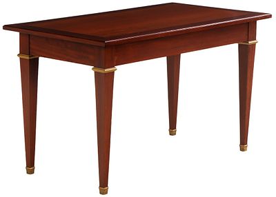 FRENCH MAHOGANY BRONZE MOUNTED TABLE IN THE MANNER OF JANSEN C 1940. French mahogany bronze 