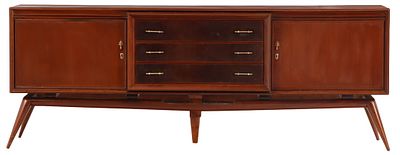 MAHOGANY SIDEBOARD WITH THREE CENTRAL DRAWERS FLANKED BY DOORS C 1950. Mahogany sideboard with 