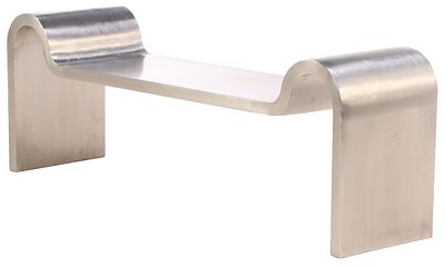 STAINLESS STEEL BENCH IN THE MANNER OF KARL SPRINGER. Stainless steel bench in the manner of 