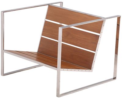 CONTEMPORARY STAINLESS STEEL AND TEAK OPEN ARM CHAIR BY MAXIMILIAN EICKE FOR MAX ID. Contemporar 