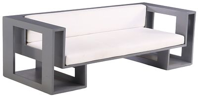 CONTEMPORARY LACQUERED WOOD SOFA WITH SUNBRELLA UPHOLSTERED CUSHIONS. Contemporary lacquered 