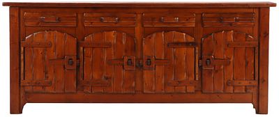 A RUSTIC FRENCH SIDEBOARD C 1960. A rustic French sideboard C 1960. Ht: 40.75" Wd: 99.5" Dpth: 