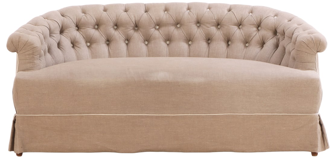 FRENCH BUTTON BACK UPHOLSTERED SETTEE C 1940.