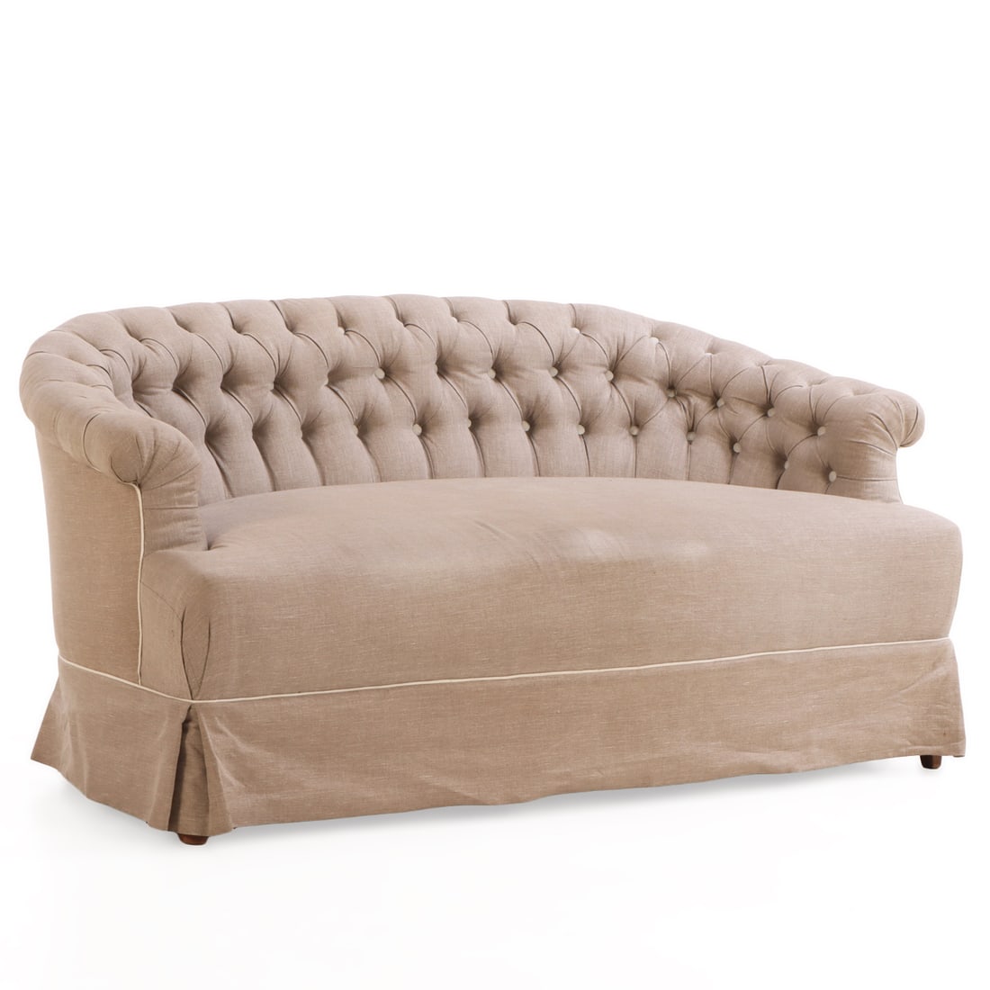 FRENCH BUTTON BACK UPHOLSTERED SETTEE C 1940.