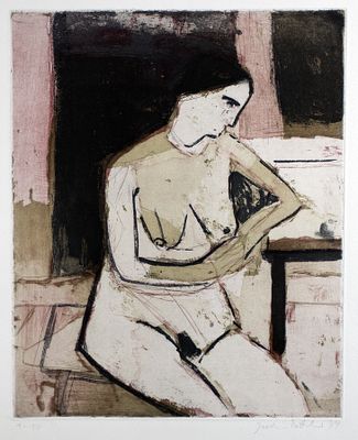 Böttcher, Joachim: Sitzender Akt. Joachim Böttcher 
1946 Oberdorla - 2022 Stabeshöhe/Uckermark 