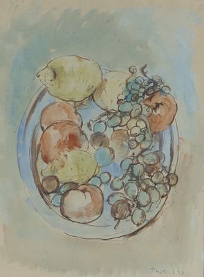 Pudlich, Robert: Obststillleben. Robert Pudlich 1905 Dortmund - 1962 Duesseldorf Maler 