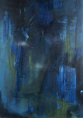 Schmidt, Ingrid: Blaues Geheimnis I. Ingrid Schmidt Blaues Geheimnis I oel auf Lwd, aufgezogen 