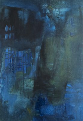 Schmidt, Ingrid: Blaues Geheimnis II. Ingrid Schmidt Blaues Geheimnis II oel auf Lwd, aufgezogen 