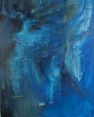 Schmidt, Ingrid: Tanz in Blau. Ingrid Schmidt Tanz in Blau oel auf Lwd, 1996; H 100 cm, B 80 cm; 