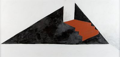 Mohr, Siegfried: Roter Weg. Siegfried Mohr Roter Weg oel auf Papier; H 500 mm, B 1000 mm