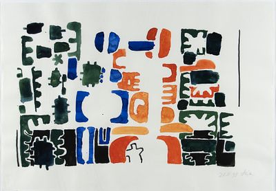 Luithle, Anja: Aufl&ouml;sung 1990. Anja Luithle 
1968 Offenbach 
Aufl&ouml;sung 1990 
Aquarell auf 