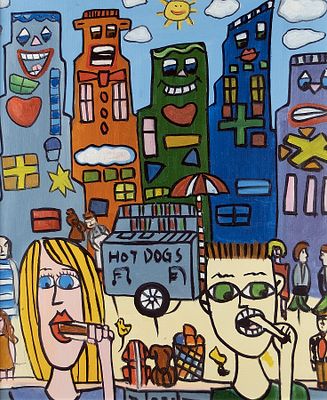 Maler des 20./21. Jh.: Hot dogs New York. Maler des 20./21. Jh. 
Hot dogs New York 
Acryl auf 