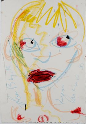 Castelli, Luciano: Birgitt. Luciano Castelli 
1951 
Birgitt 
Fettkreide auf B&uuml;tten, 1980; H 495 