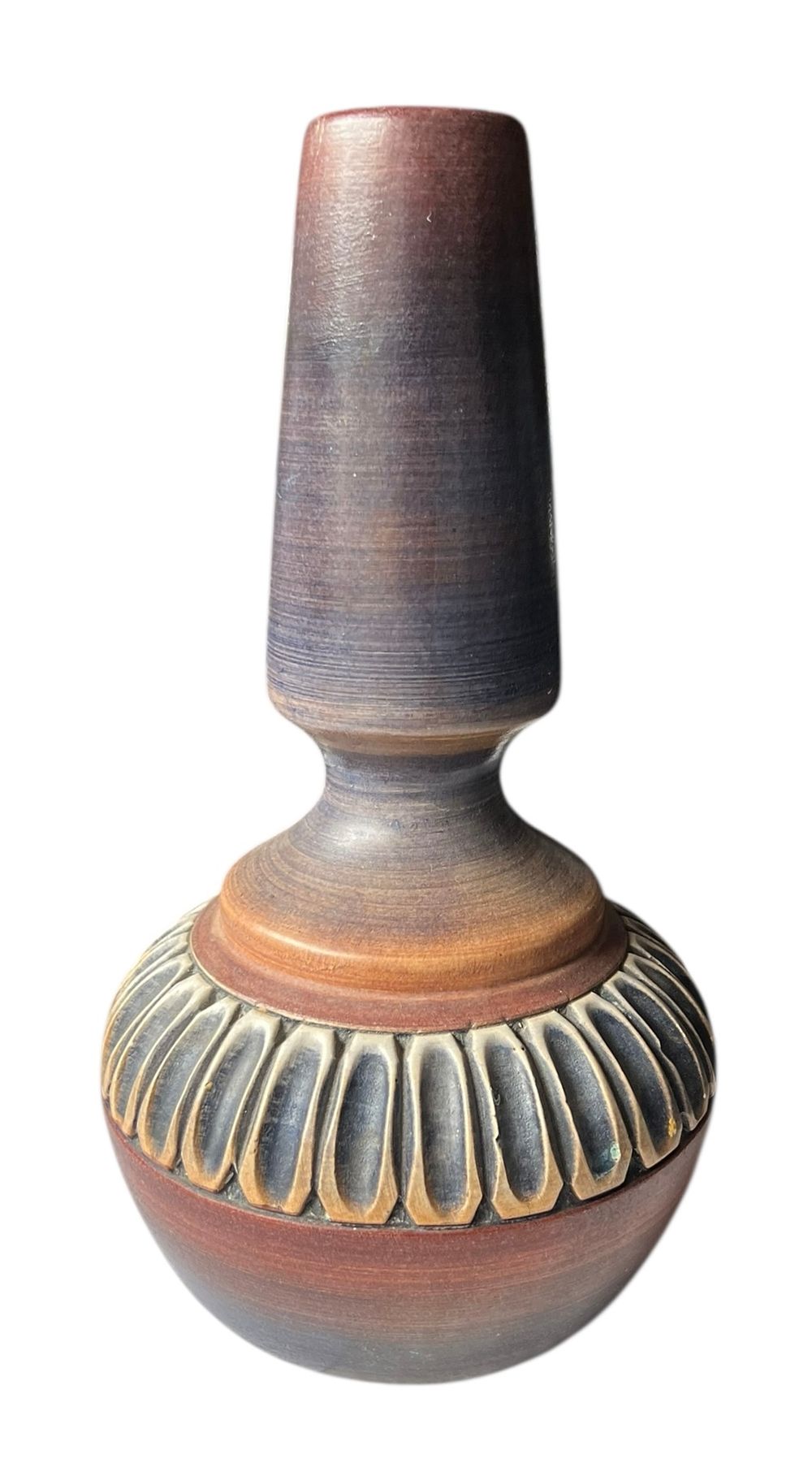 בית היוצר -צבי - אגרטל גדול 
אגרטל 2109, עיטורי תמר וצביעת ספירלה 
שנות ה70 
30*17 סמ