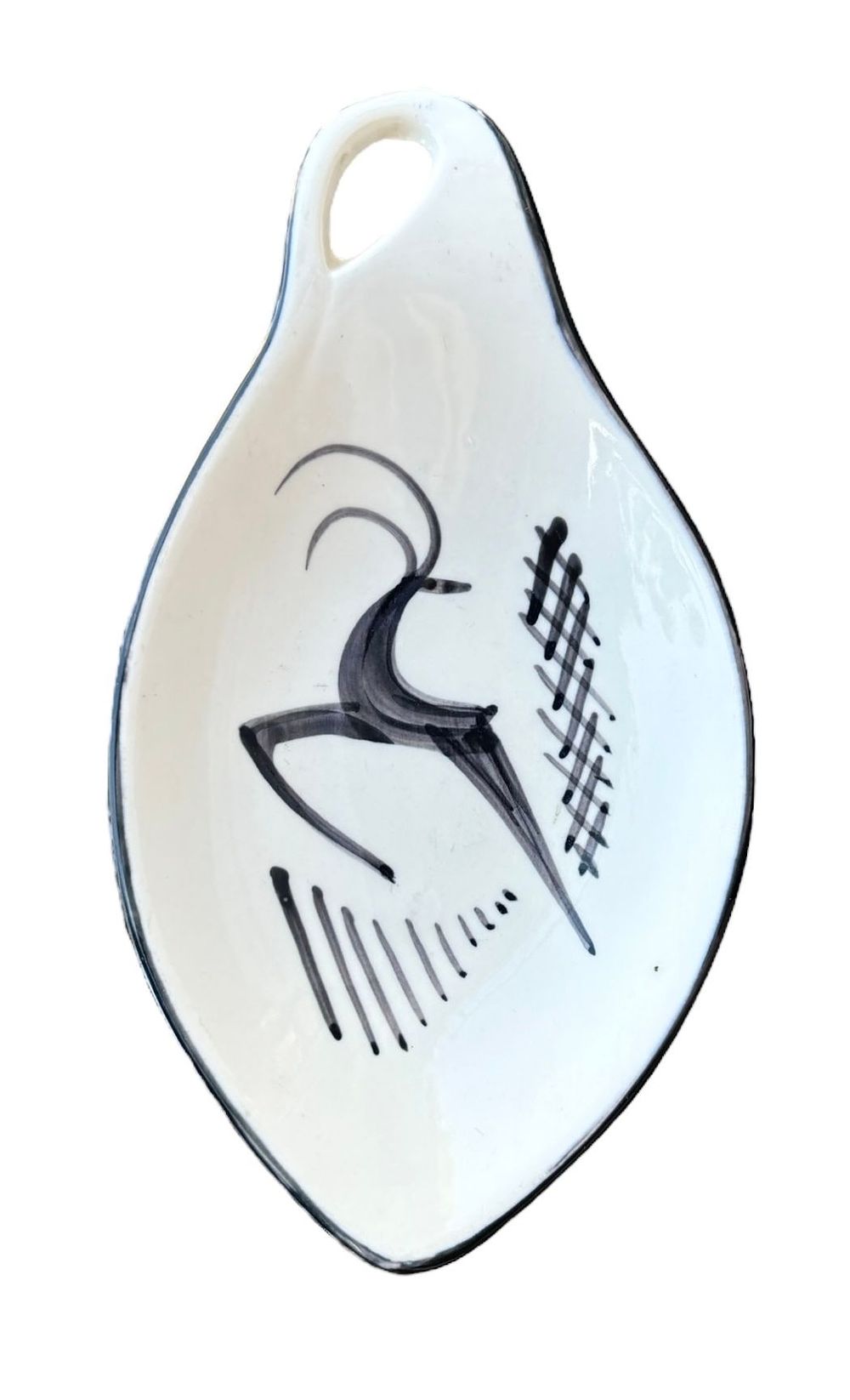 לפיד - איילות שחור לבן 
קערת נוי 
חתום. 
25*14 סמ