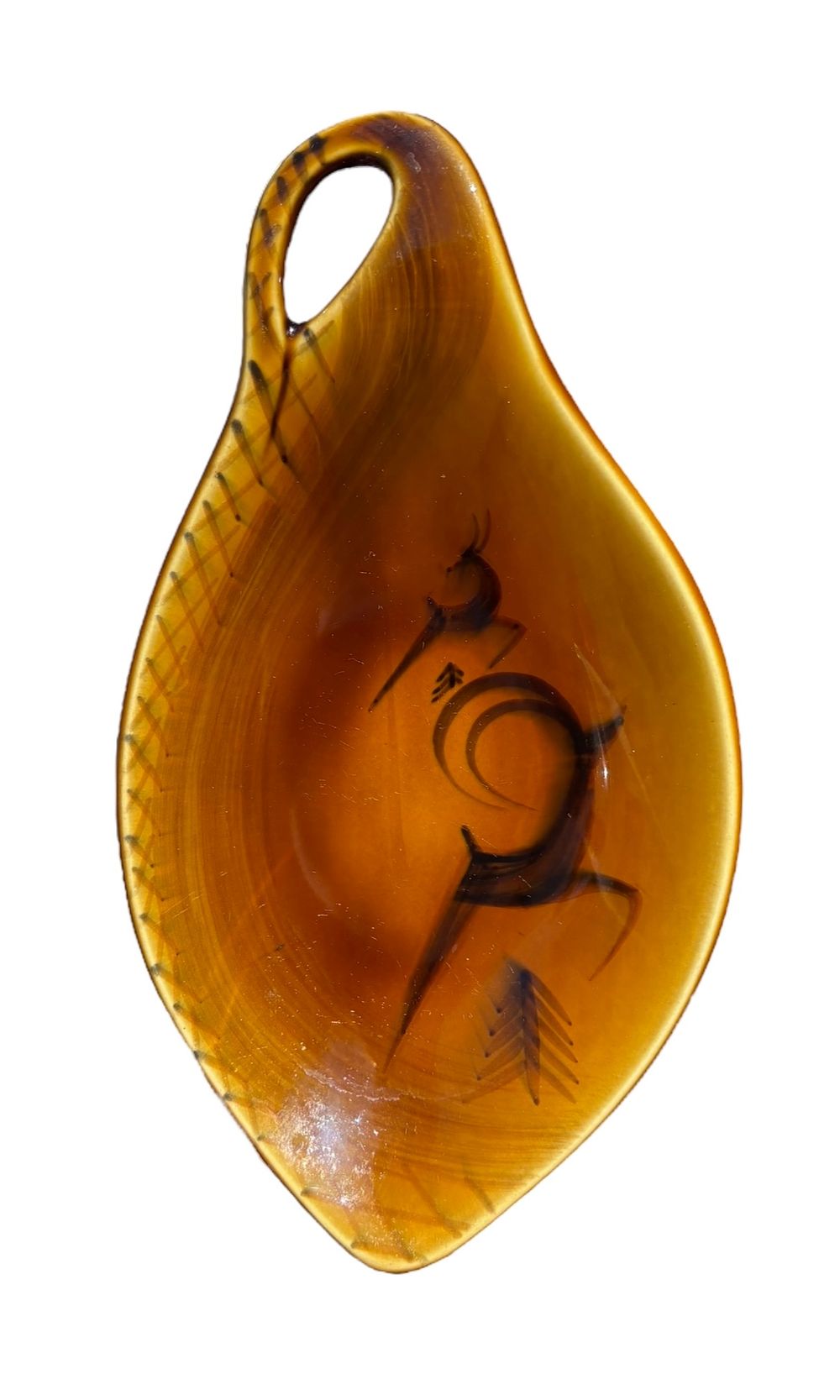 לפיד - איילות חום 
קערת נוי 
חתום. 
25*14 סמ