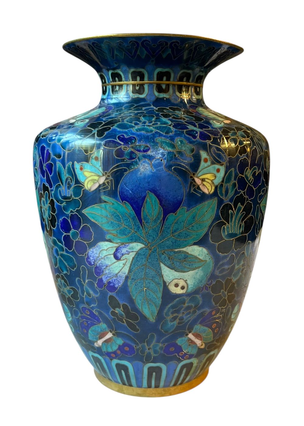 אגרטל קלאזונה סיני וינטג׳ 
אגרטל יפיפה מלא בפרטים 
גוונים כחולים ועיטורים בוטניים בסגנון 