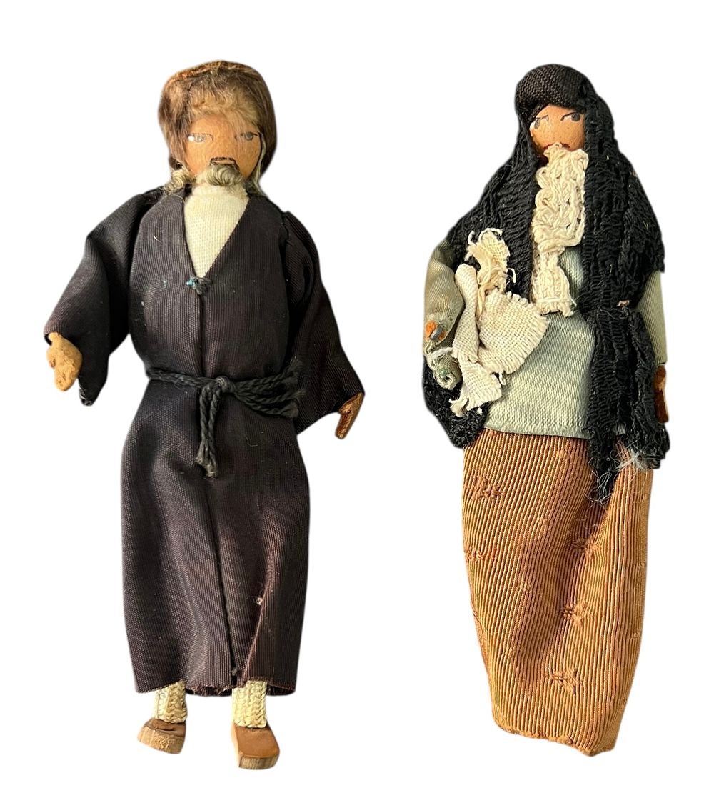 ישראליאנה - צברה - נדיר!!! זוג בובות עץ ובד מיניאטוריות 
זוג בובות עשויות בעבודת יד, בדמות 