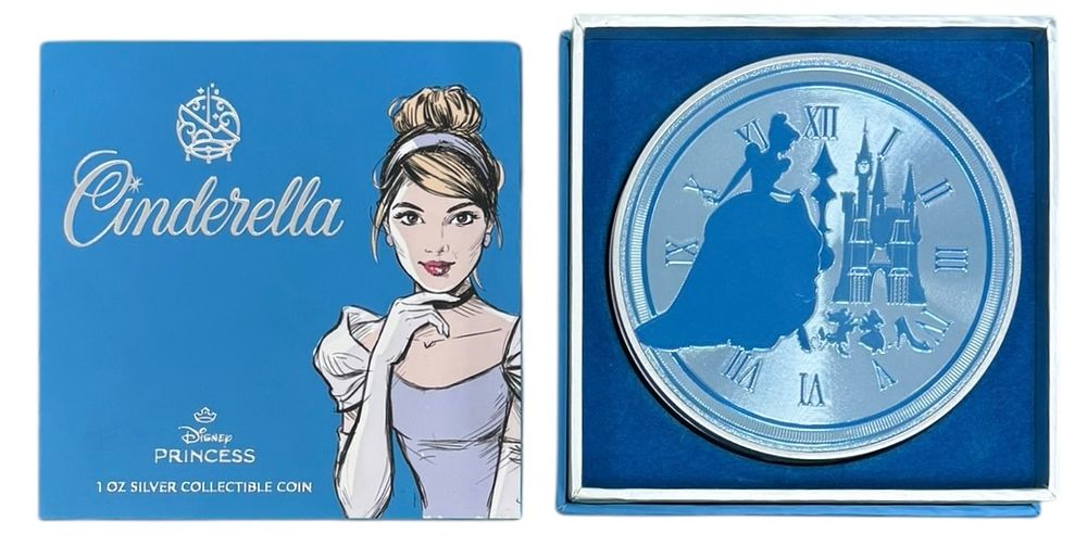 מהדורה מוגבלת!!! מטבע כסף צבעוני - סינדרלה - וולט דיסני 
ערך נקוב של 2 דולר. כסף טהור 999. 