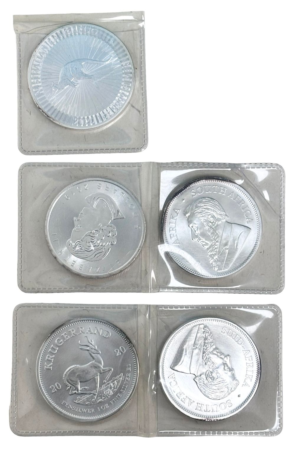 מטבעות כסף טהור 
לוט 5 מטבעות מיקס מסביב לעולם. 
כל מטבע 1 אונקיית כסף 999. 
סהכ 155.5 גרם. 