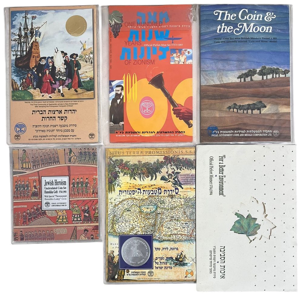 לוט 6 סטים מטבעות ישראל - החברה הממשלתית למדליות ומטבעות 
פירוט הסטים - 
- מאה שנות ציונות. 