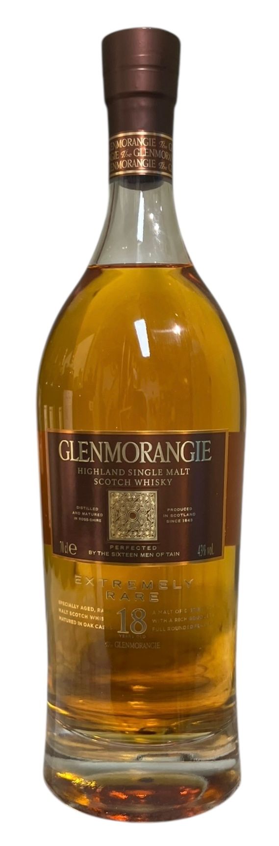 וויסקי סקוטי - גלנמוראנג'י 18 - מצב מצוין 
סינגל מאלט. 700 מ"ל. 43%. 
Glenmorangie 18 Year 