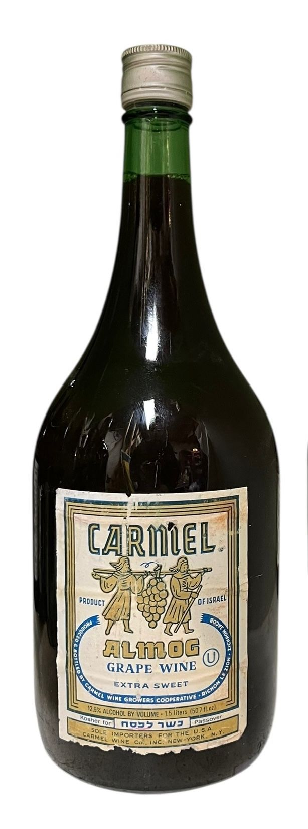 כרמל מזרחי - אלמוג יין אדום מתוק - בקבוק מגנום 1.5 ליטר - מצב טוב מאוד