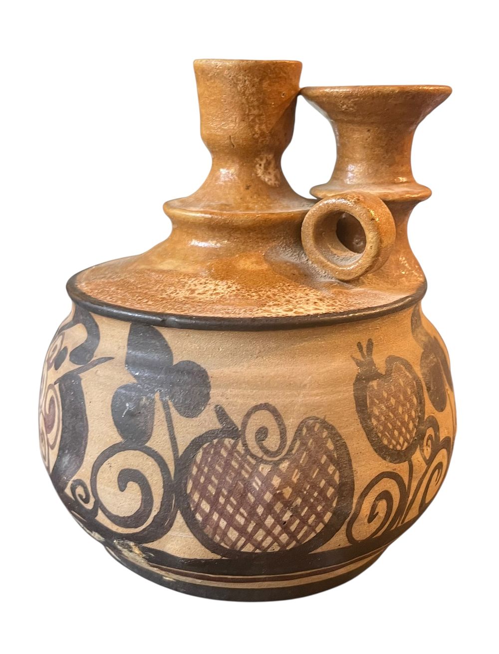 קרמיקה ישראלית - יעל - אגרטל קטן 
אגרטל חרס, מעוטר בציורי יד 
חתום 
13*12 ס״מ