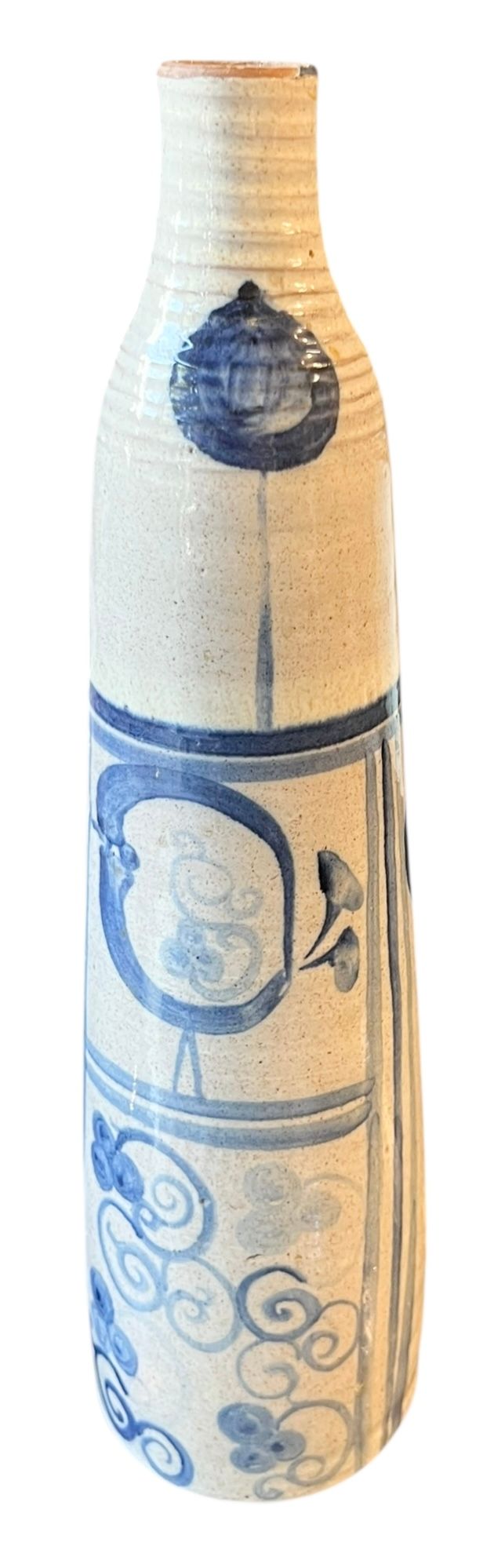 קרמיקה ישראלית - יעל - אגרטל גדול 
אגרטל חרס, מעוטר בציורי יד 
גובה 36 ס״מ 
קוטר מירבי 10 ס״מ 