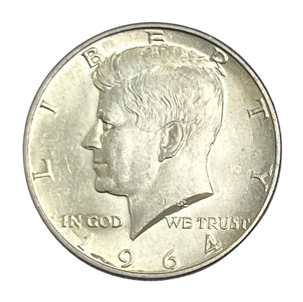 חצי דולר קנדי - שנת 1964 
כסף 900. 
12.62 גרם. 
30.6 מ"מ. 
ארצות הברית
