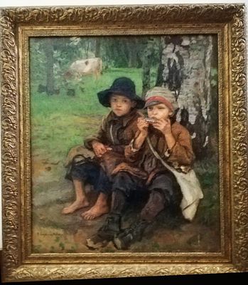 Богданов-Бельский Николай Петрович (1868-1945) "Пастушки", 1910-е гг. Холст, масло, 78.5 х 68 