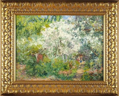 Белякова Екатерина Михайловна (1891–1980) &laquo;Фигуры в саду&raquo;. Вторая четверть ХХ века. Холст 