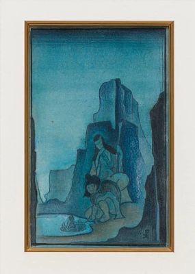 Рерих Николай Константинович (1874-1947 г.) "Терафим" 1933 г. Бумага на картоне, графитный и 