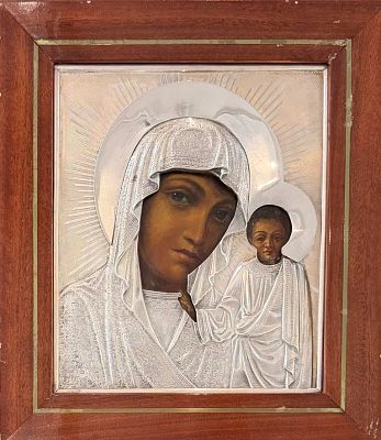 Икона "Богоматерь Казанская", конец хіх века, Санкт-Петербург, масло, цинк, 22,5х27см. 