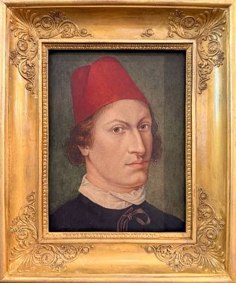 НХ. "Портрет мужчины в красной шапочке" в стиле Антонио Де Мессина (Antonio de Messina) 24 х 32 