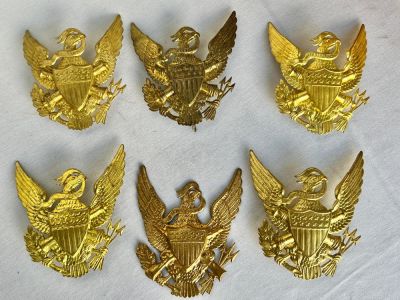 Six Indian Wars Eagle Hat Plates. Restrikes or New Old Stock