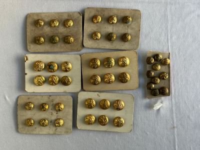 Authentic Indian Wars Buttons. Three original cards containing six buttons, three original cards 
