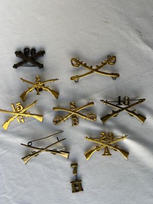 Lot of Indian Wars & Span Am Insignia. Nice lot of nine Indian wars to Spanish American war 