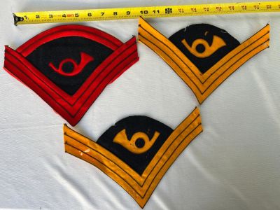 Indian Wars Artillery & Cavalry Sleeve Rank Insignia. 2 Cavalry with moth damage, 1 Artillery 