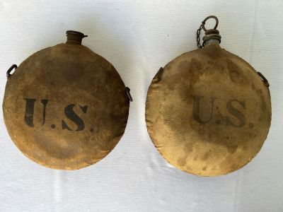Two Indian Wars / Span Am Canteens. Two Indian Wars to Spanish American War canteens, one with 
