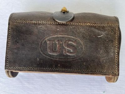 Brown Indian Wars / Span Am McKeever Cartridge Box. A nice brown leather Indian Wars Era 