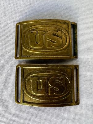 Two Model 1874 Indian Wars US Belt Plates. Very good condition with keepers and nice patina on both